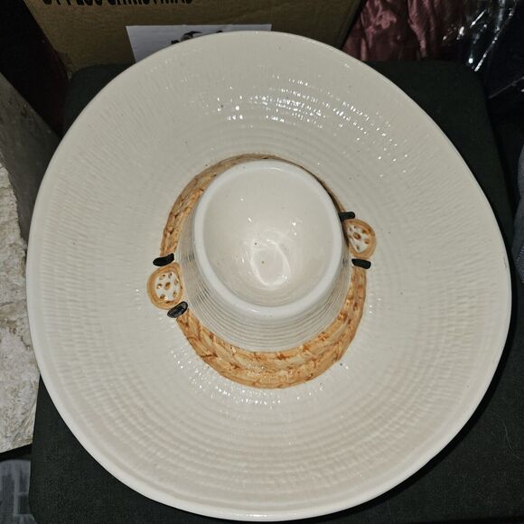 Mexican Sombrero Hat Chips And Dip Ceramic Bowl Unique Southwestern Style - Picture 4 of 7